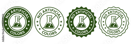 No artificial colors icons. No artificial added colors, logo, badge, icon, sticker, label, emblem, stamp, symbol, green, golden, flat vector, isolated illustration. 