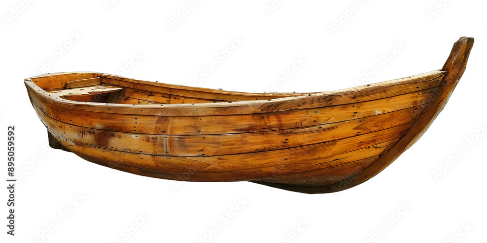 [Transparent Background PNG]Wooden Rowboat on White Background