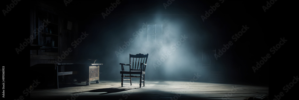 A Captivating Depiction of Solitude, Mystery, and Reflection in an Abandoned Dark Room: Immersive Stock Photo A Captivating Depiction of Solitude, Mystery, and Reflection in an Abandoned Dark Room: Immersive Stock Photo