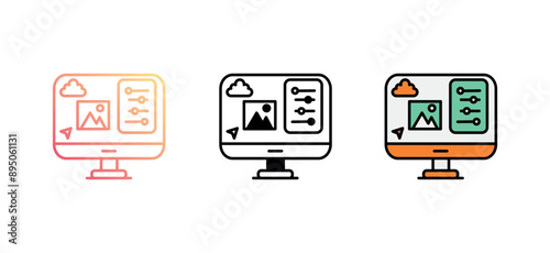  Retouching tools icon design with white background stock illustration