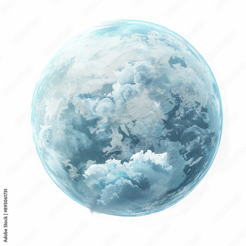 a light blue planet like earth with clouds over it on a white background a light blue planet like earth with clouds over it on a white background