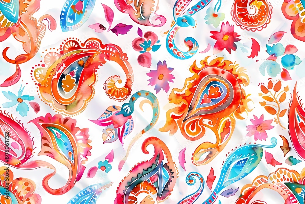 Fototapeta premium Watercolor Paisley Pattern