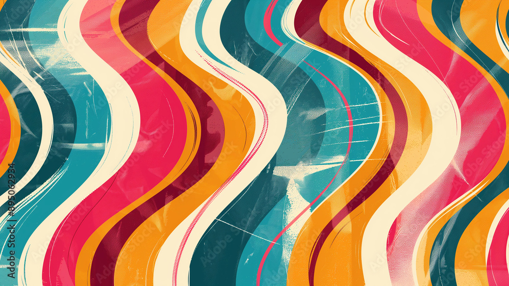 Colorful retro gradient texture background. Smooth transitions of iridescent colors. Poster banner background. 