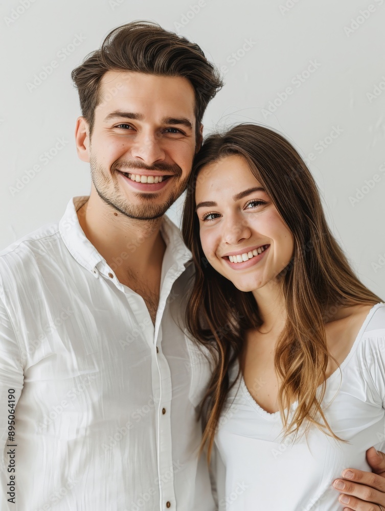 waist lengh studio portrait of a cute smiling couple waist lengh studio portrait of a cute smiling couple