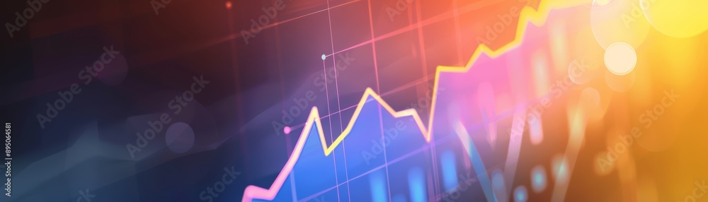 Digital graph showing rising inflation rates, economic trends, blank space for text