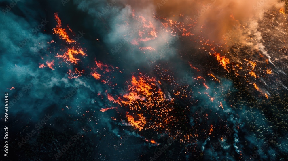 Wildfire Aerial. Satellite View of Deforestation and Climate Change Impact on Vegetation Wildfire Aerial. Satellite View of Deforestation and Climate Change Impact on Vegetation
