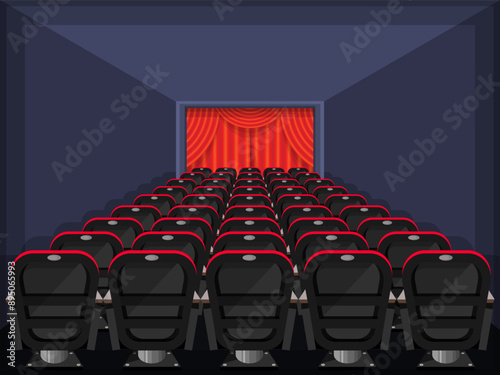 The interior of the theater hall, cinema room, House of Culture. Vector illustration