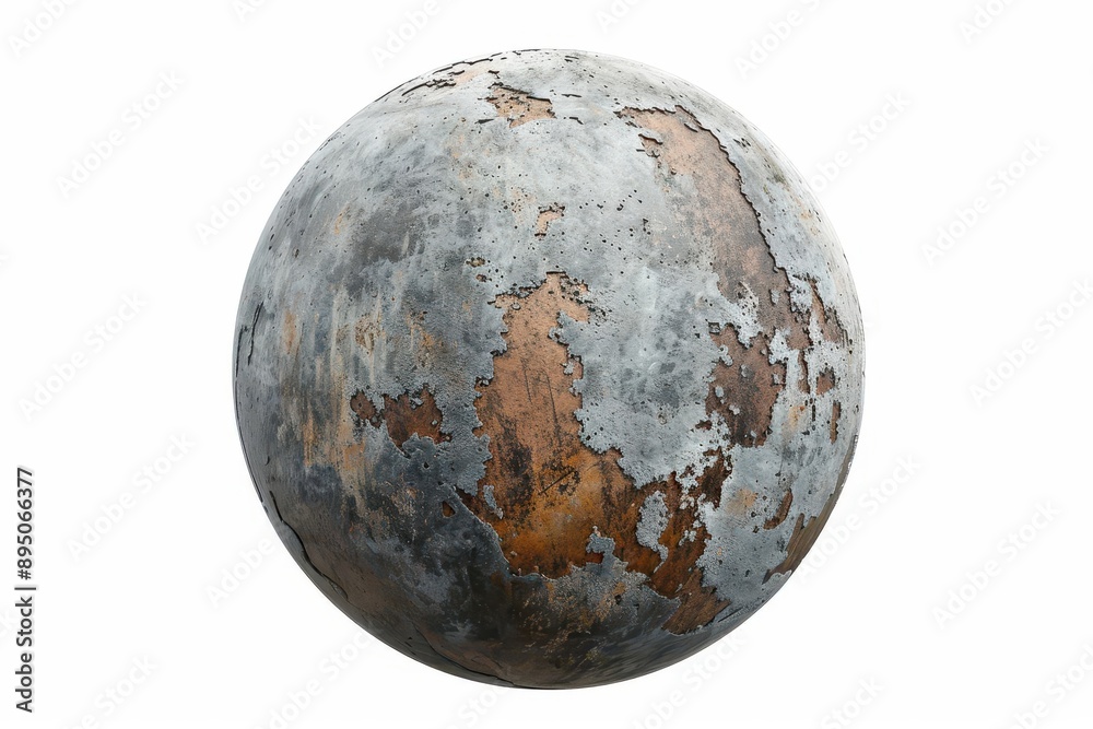 High-resolution image of a rusted metal sphere with textured surface, capturing the essence of natural oxidation and industrial decay. High-resolution image of a rusted metal sphere with textured surface, capturing the essence of natural oxidation and industrial decay.