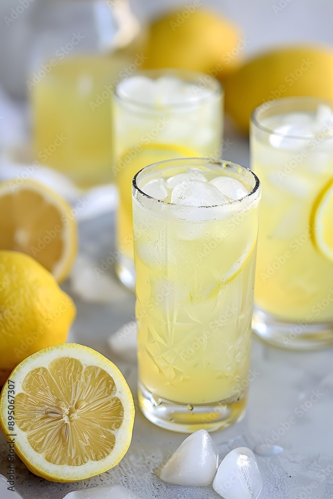 Refreshing Lemonade Drink with Ice and Lemon Slices Refreshing Lemonade Drink with Ice and Lemon Slices