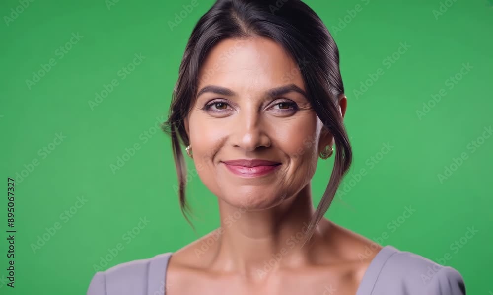 Portrait of a smiling businesswoman looking at camera against green background Portrait of a smiling businesswoman looking at camera against green background