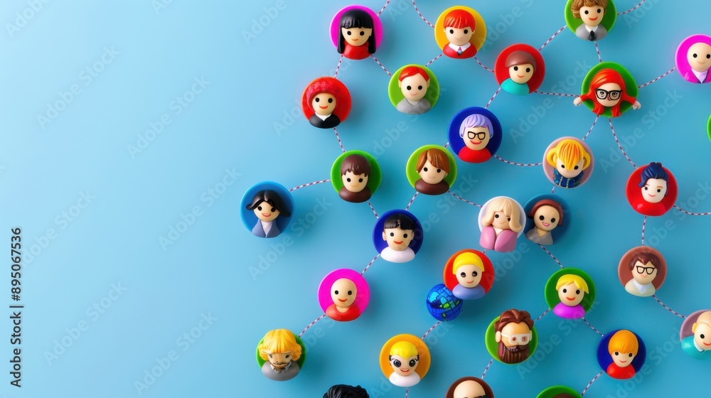 A colorful image of people with a lot of faces
