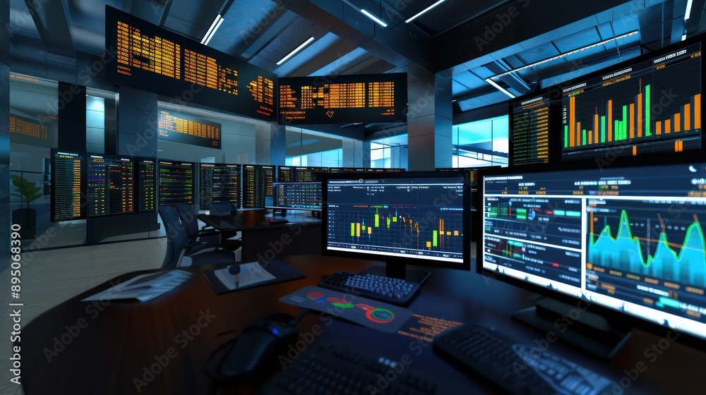 virtual reality setup for financial planning, where users can interact with their investment portfolios and market simulations in a 3D space virtual reality setup for financial planning, where users can interact with their investment portfolios and market simulations in a 3D space