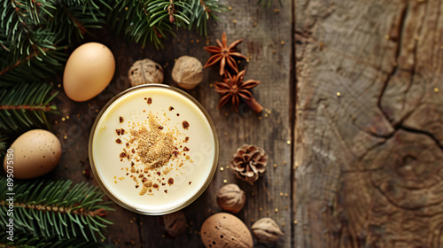 Eggnog with nutmeg background illustration