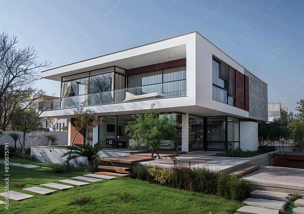 Modern House With A Large Glass Window Modern House With A Large Glass Window