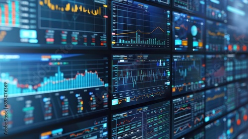array of financial model simulations running on a computer, each window displaying different scenarios and outcomes