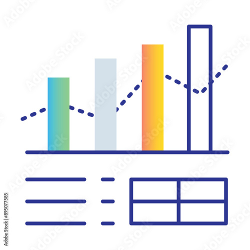 Statistical Data Icon with Editable Stroke for Data Analysis and Visualization