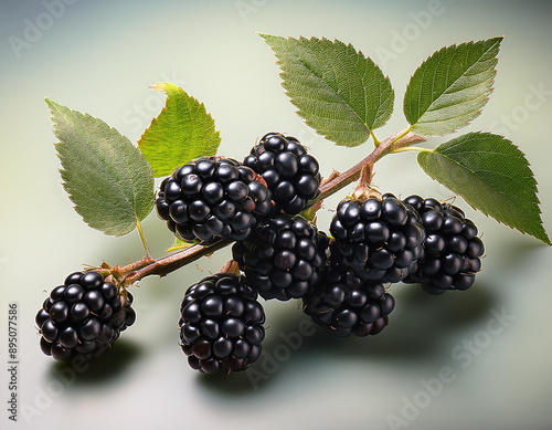 A branch with ripe blackberries