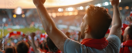 Fan Cheering at Stadium During Game