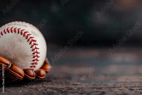 Baseball Glove and Ball on Field