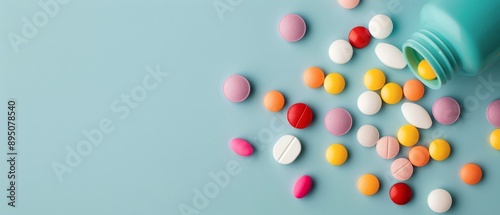 Colorful Pills Spilled on Table