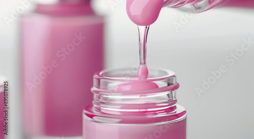 Pink Nail Polish Pouring Into Bottle