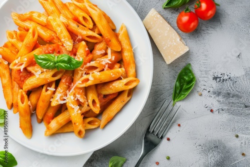 Penne Pasta With Tomato Sauce and Basil
