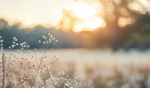 Flowers Silhouetted Against Sunset
