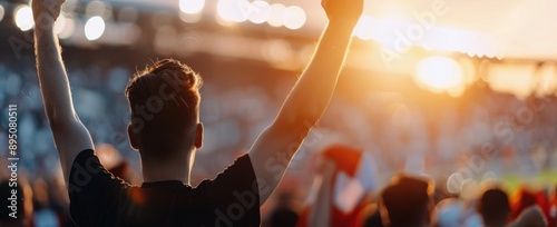 Fan Cheering at Stadium During Game