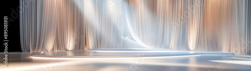 Stage design featuring smooth  soft lines  calming and graceful ambiance