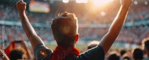 Fan Cheering at Stadium During Game