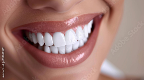 Smile with healthy white teeth close up