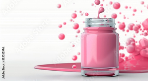 Pink Nail Polish Pouring Into Bottle