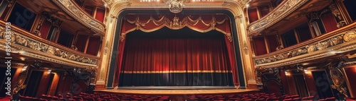 Room in an ornate theatre building, dramatic and classic performance backdrop