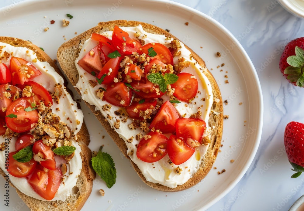 Tomato and Cream Cheese Toast Tomato and Cream Cheese Toast