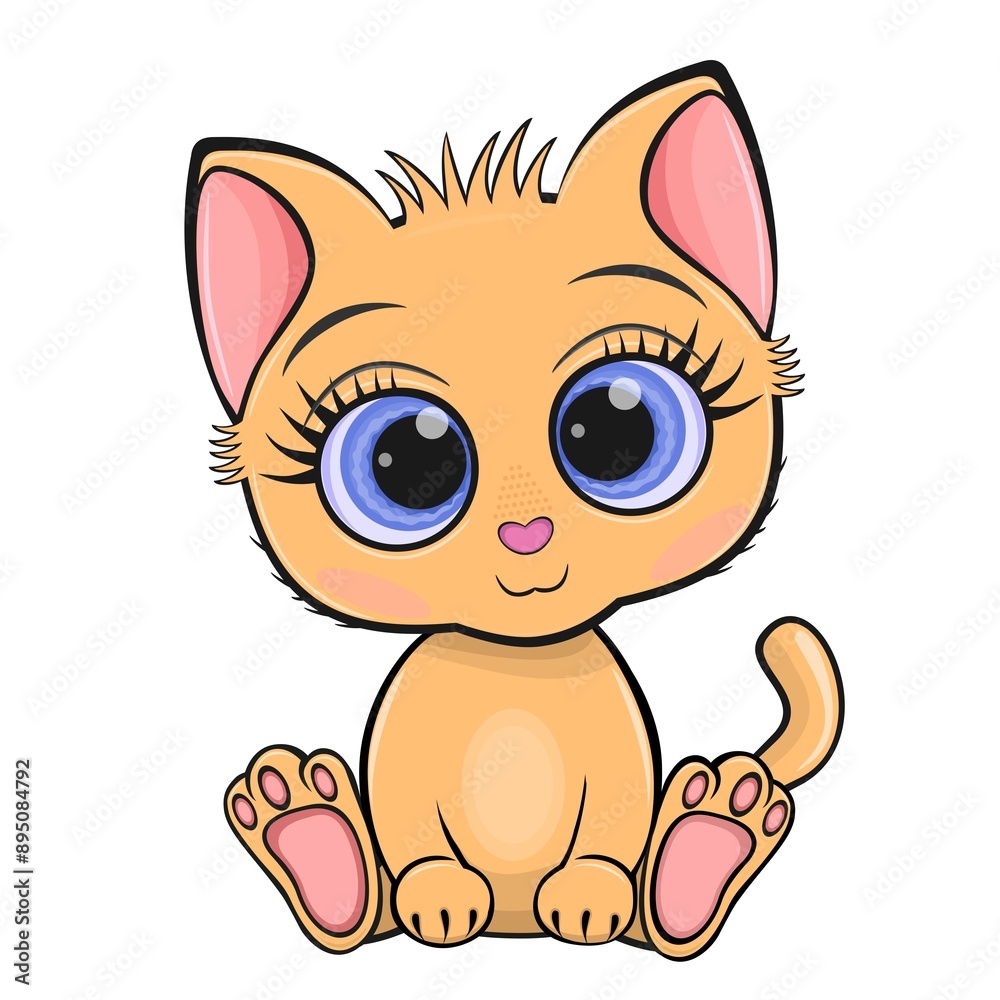 Illustration with a funny kitten Illustration with a funny kitten