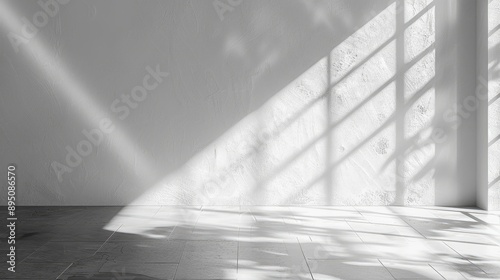 Monochrome light and shadow effect on indoor white wall for backdrop and mockup design