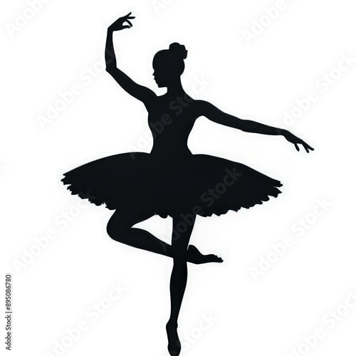 Ballet Dancer Silhouette in a Classic Pose. Generative AI © Irina