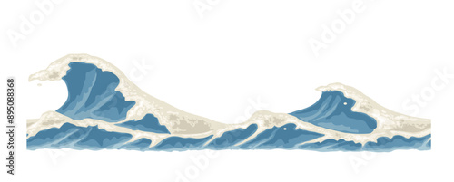 Sea waves. Vector color illustration. Icon isolated on white background.