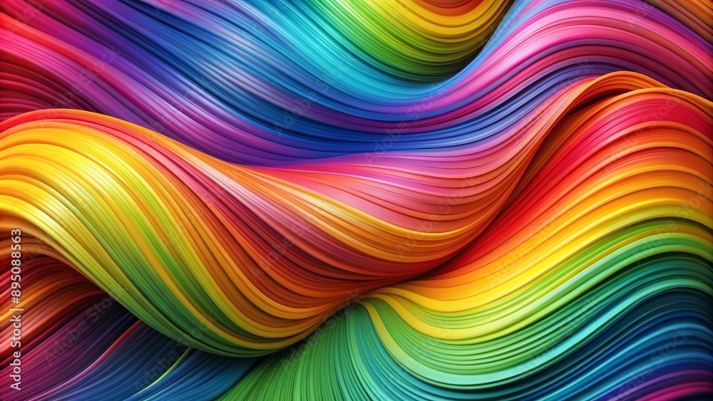 Abstract Rainbow Waves Digital Art, 3D Rendering, Colorful, Abstract Background, Curves Abstract Rainbow Waves Digital Art, 3D Rendering, Colorful, Abstract Background, Curves