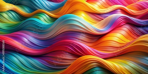 Abstract Rainbow Waves, 3D Rendered, Colorful, Abstract, Wave , 3D , Abstract Art