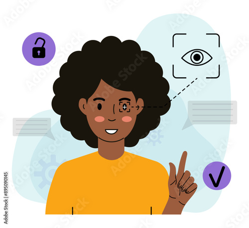 Woman Using Iris Scan Technology