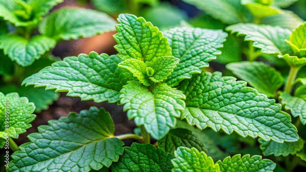 Close-up of Vibrant Green Mint Leaves, Texture, Herbal, Fresh, Aromatic Close-up of Vibrant Green Mint Leaves, Texture, Herbal, Fresh, Aromatic