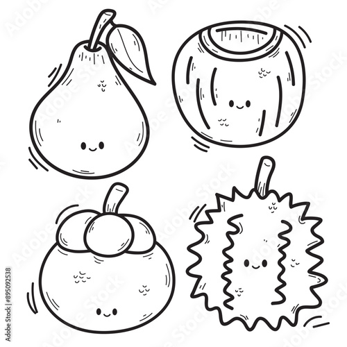 Vector illustration coloring simple cartoons. outline black and white, icon