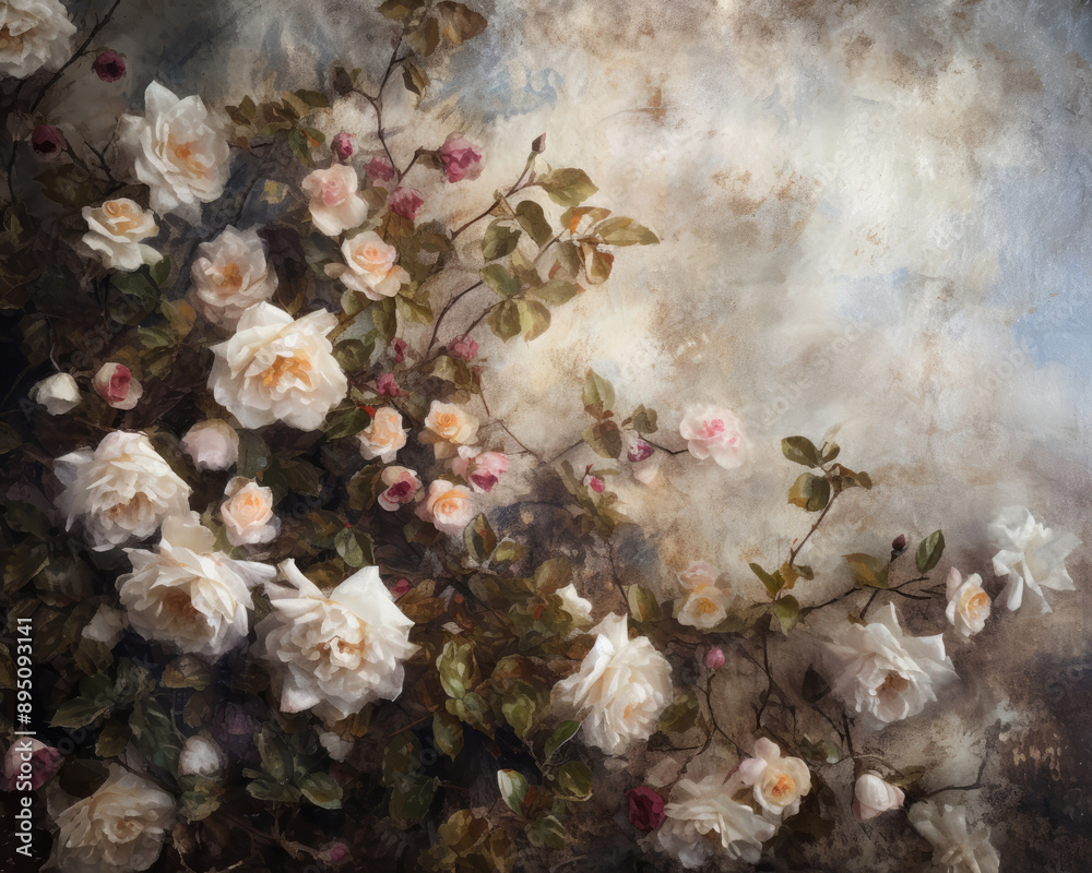custom made wallpaper toronto digitalRomantic Old-Fashioned Roses: Vintage Floral Pattern with Shabby Chic Pastel Elegance