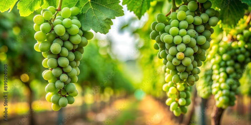 Green Grapes Hanging From Vine in a Vineyard, Close-up, Nature, Fruit, Vineyard Green Grapes Hanging From Vine in a Vineyard, Close-up, Nature, Fruit, Vineyard
