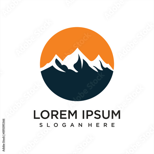 Symbol simple Mountain Logo with line art style Illustration logo design