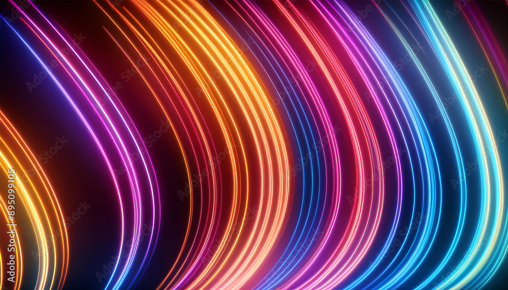 Obraz premium Colorful Curved Neon Lights Abstract Background