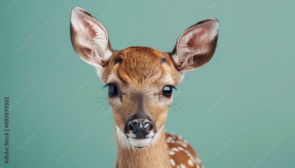 Fototapeta premium Close-up of fawn against teal background