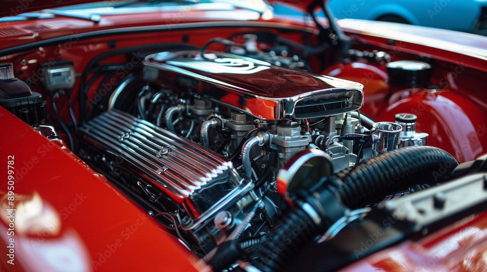 Engine tuning under the hood of a sports car Engine tuning under the hood of a sports car