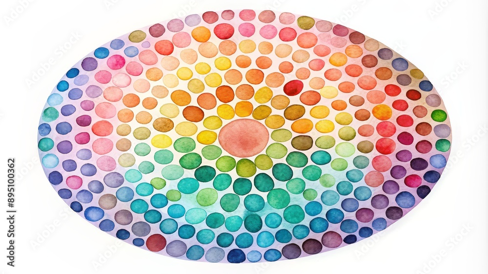 Fototapeta premium Watercolor Circle of Colors - Abstract Art with Rainbow Gradient, watercolor painting, watercolor art, abstract circle, circle art
